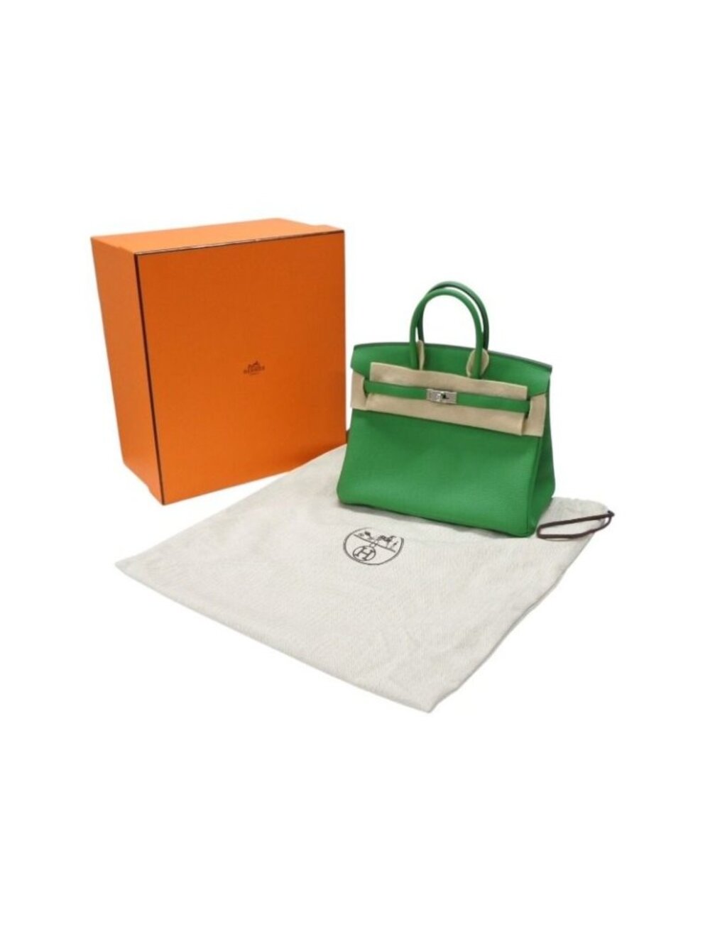 Hermes Handbag Birkin 25 Bamboo Silver Togo